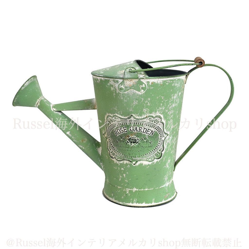 ジョウロ ヴィンテージ調 グリーン シャビー加工 庭 オブジェ シャビーシック エレガント ヨーロッパ風 ガーデニング 雑貨 ガーデン雑貨 ガーデンインテリア ガーデン インテリア 庭の装飾 お洒落 おしゃれ 8-14 STEELWINDOWSANDDOORS_COM