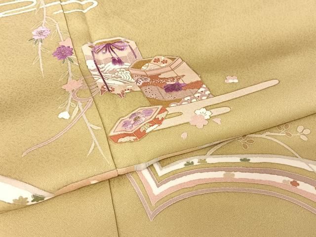 平和屋着物○京の名門 じゅらく謹製 帝王紫 訪問着 刺繍 貝桶 文箱