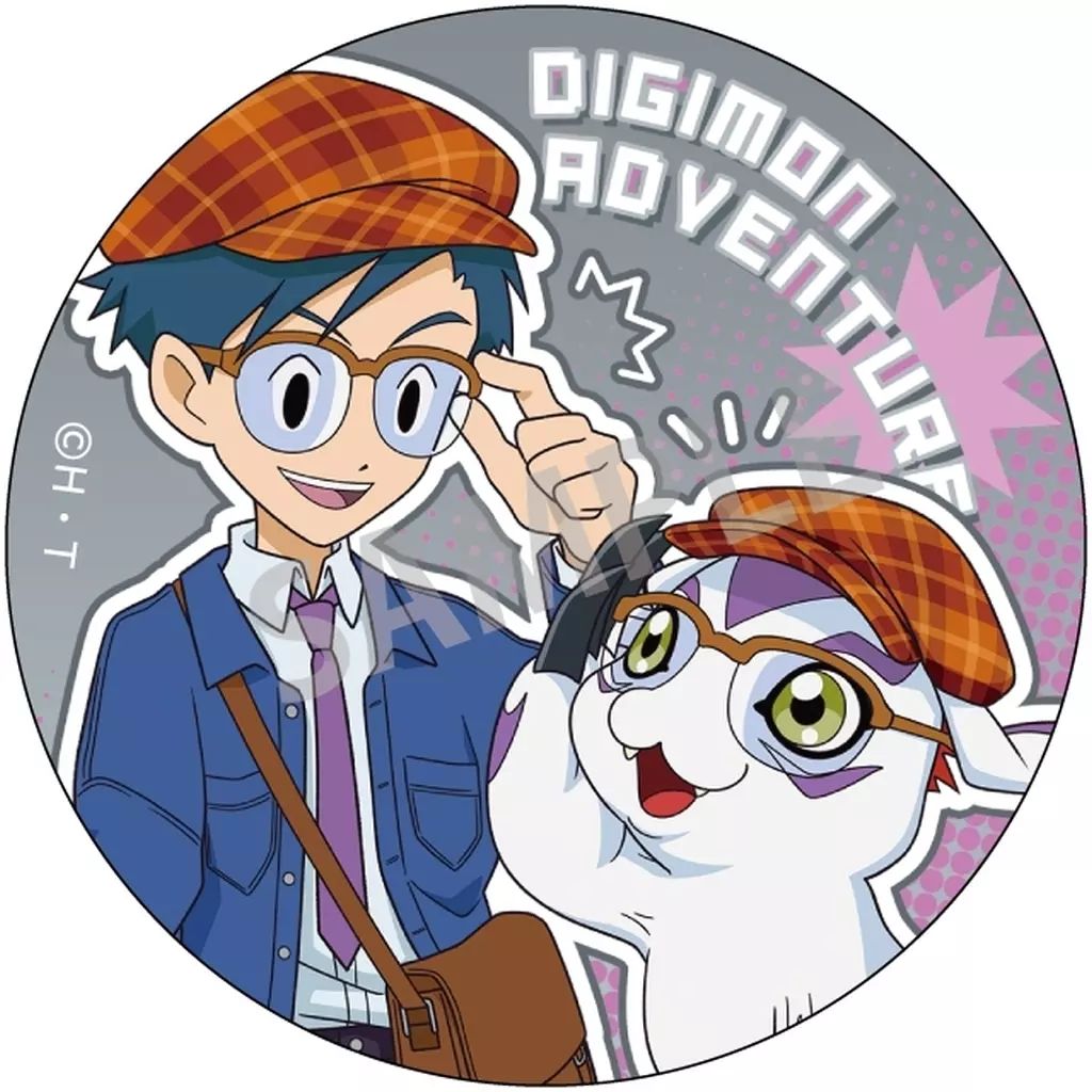 城戸丈 デジモンアドベンチャー ぼくらのウォーゲーム! ドでか缶バッジ 第3弾 中古】バッジ・ビンズ 城戸丈&ゴマモン 「デジモン