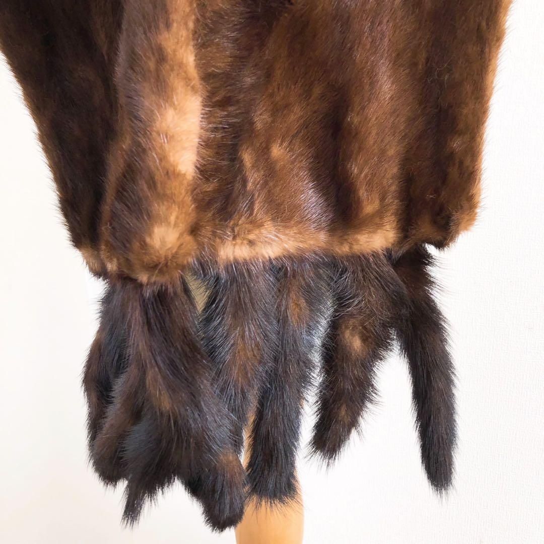 美品 毛皮 ミンク リアルファー マフラー ストール ブラウン お正月