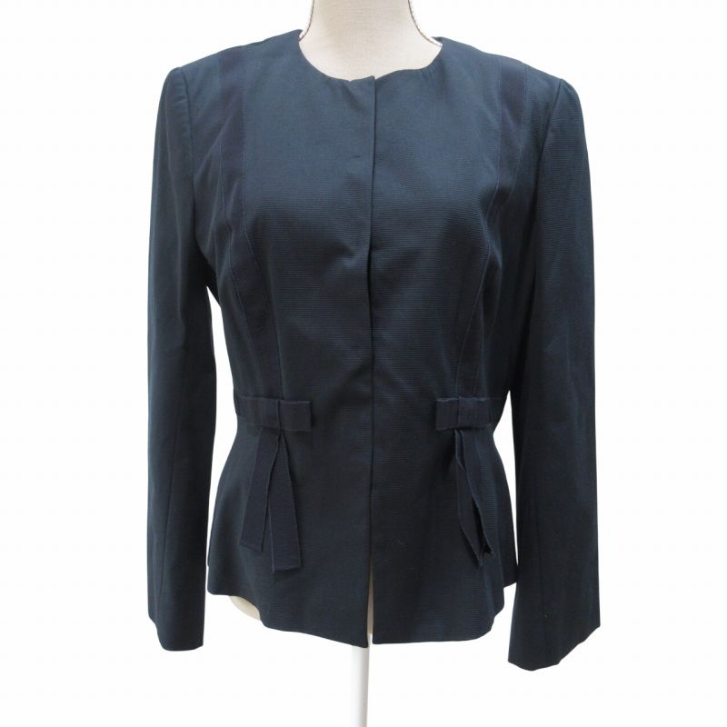 マックス-コー MAX-CO. ノー ジャケット リボン コットン 紺 ネイビー 48 L-XL