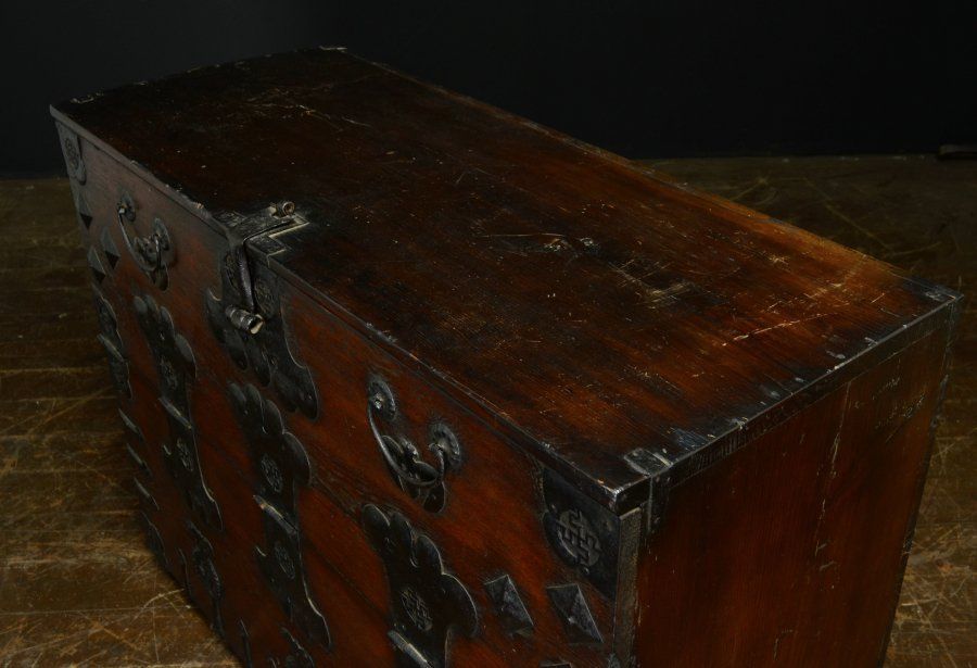 李朝家具 和家具 李朝けやき作り 薬箪笥 くすり箪笥 魚の鍵付き 蔵