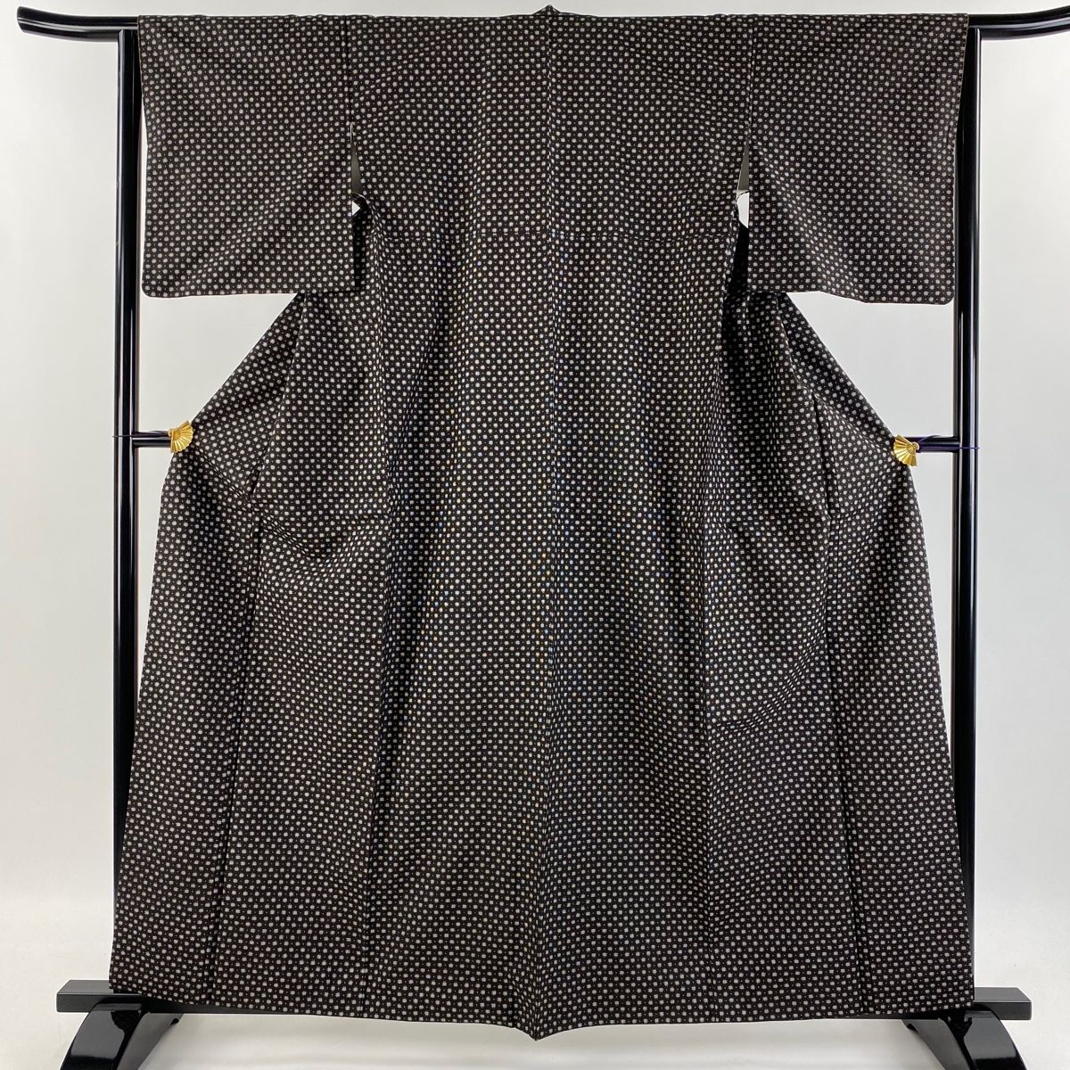 正絹　大島紬名古屋帯美品 大島紬 身丈160.5cm 裄丈63.5cm S 袷 名古屋帯セット 純泥染