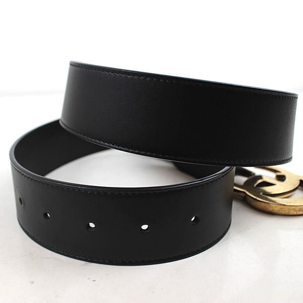 グッチ ベルト ブラック 黒 GGマーモント ゴールド GUCCI 90 新品同  