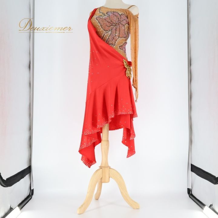 社交ダンス ドレス ラテン ラテンドレス 赤 レッド 社交ダンス 衣装