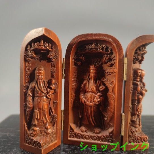 仏教美術　青銅古銅　福禄寿三星像　縁起物　置物　V　7833 koufukunoisi_huok-1