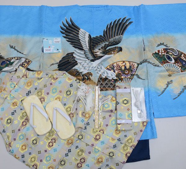 正絹お着物セット♡七五三 3歳 男の子 セット 一式 黒系 総絞り 3歳