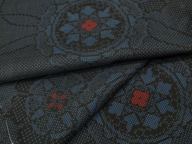 平和屋着物●本場大島紬 7マルキ 吉祥花文 正絹 CAAY5031ut