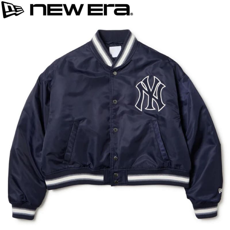 NEWERA ニューエラ 正規品 レディース バーシティージャケット ニューヨーク ヤンキース NY スタジャン スタジアムジャンパー アウター ブルゾン ショート丈 短丈 ウィメンズ 女性用 紺 ネイビー 14674697