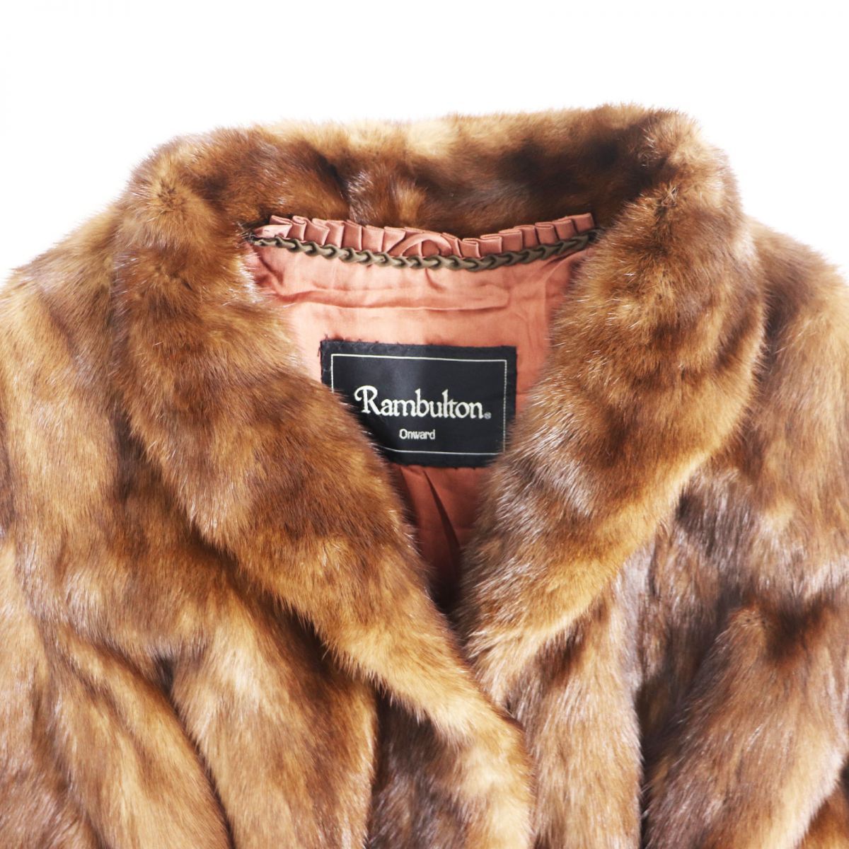 毛並み美品▽MINK ミンク 裏地花柄刺繍入り 本毛皮コート ブラウン 毛