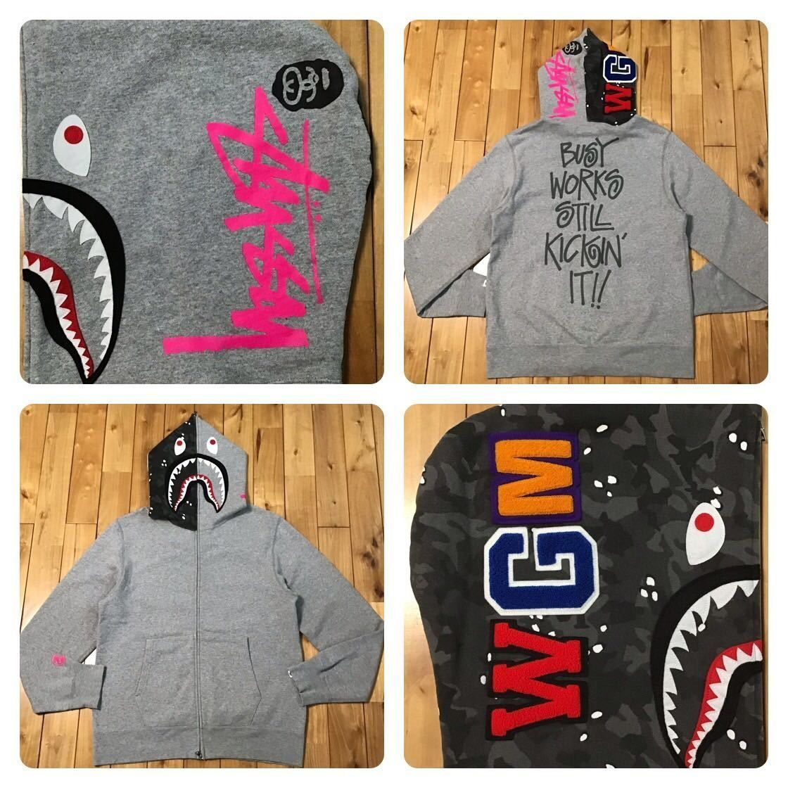 ☆XL☆ STUSSY × BAPE シャーク パーカー shark full zip hoodie a 