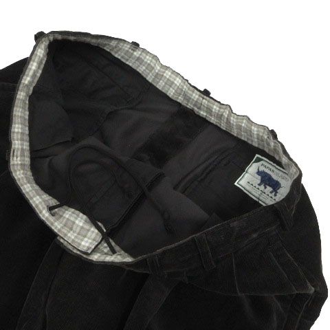 パパス Papas コーデュロイ セットアップ スーツ ジャケット テーラード ロゴ刺繍 シングル 3B パンツ タック コットン チャコールグレー系 L XL KANDAIZUMI_COM