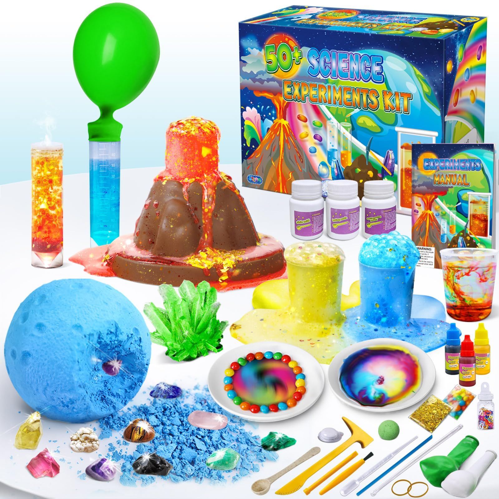 50+ Science Lab Experiments Kit for Kids Age 4-6-8-12， STEM Activities Educational Scientist Toys Gifts for Boys Girls Chemistry S