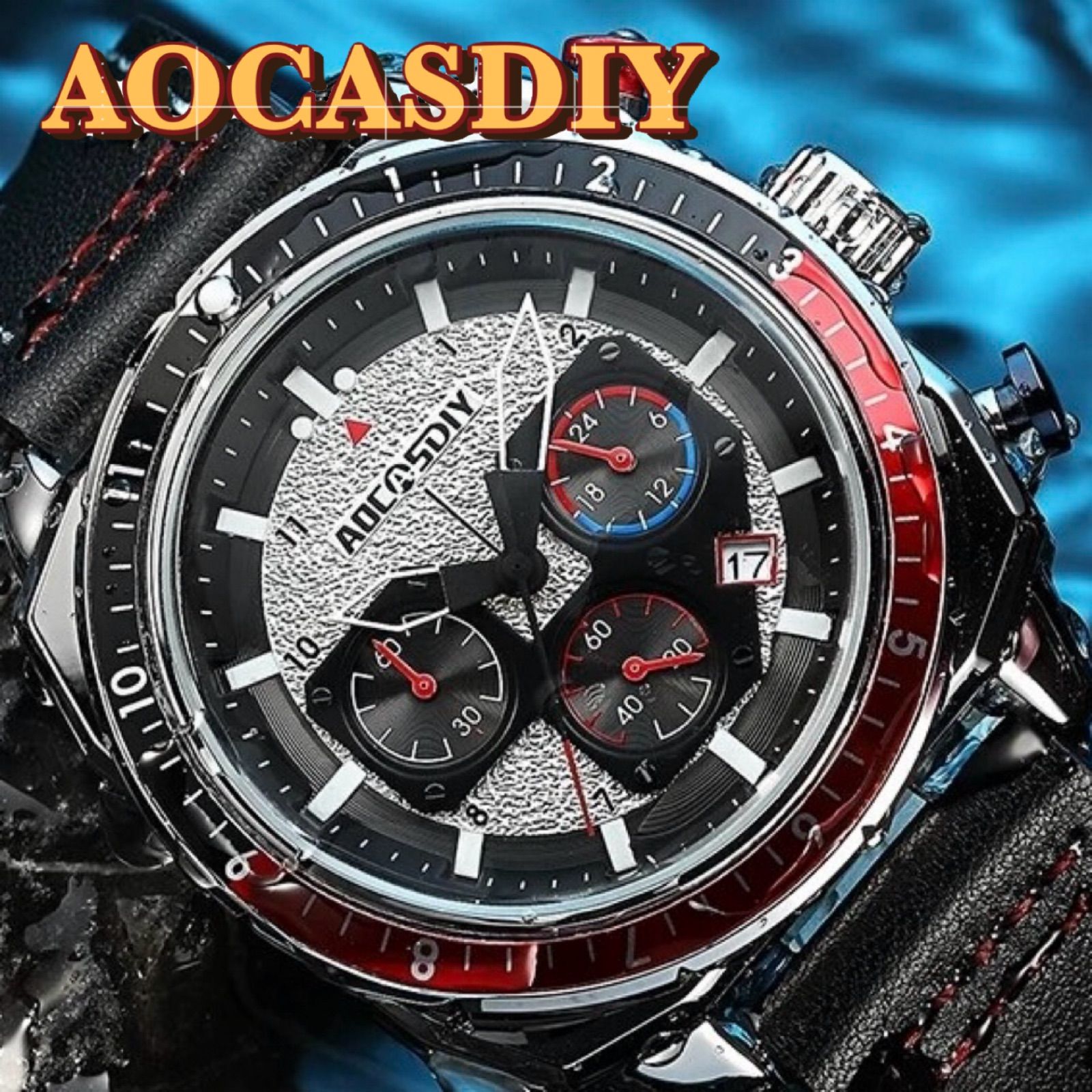 新品 AOCASDIY オマージュクロノグラフ ウォッチ レザーストラップ 