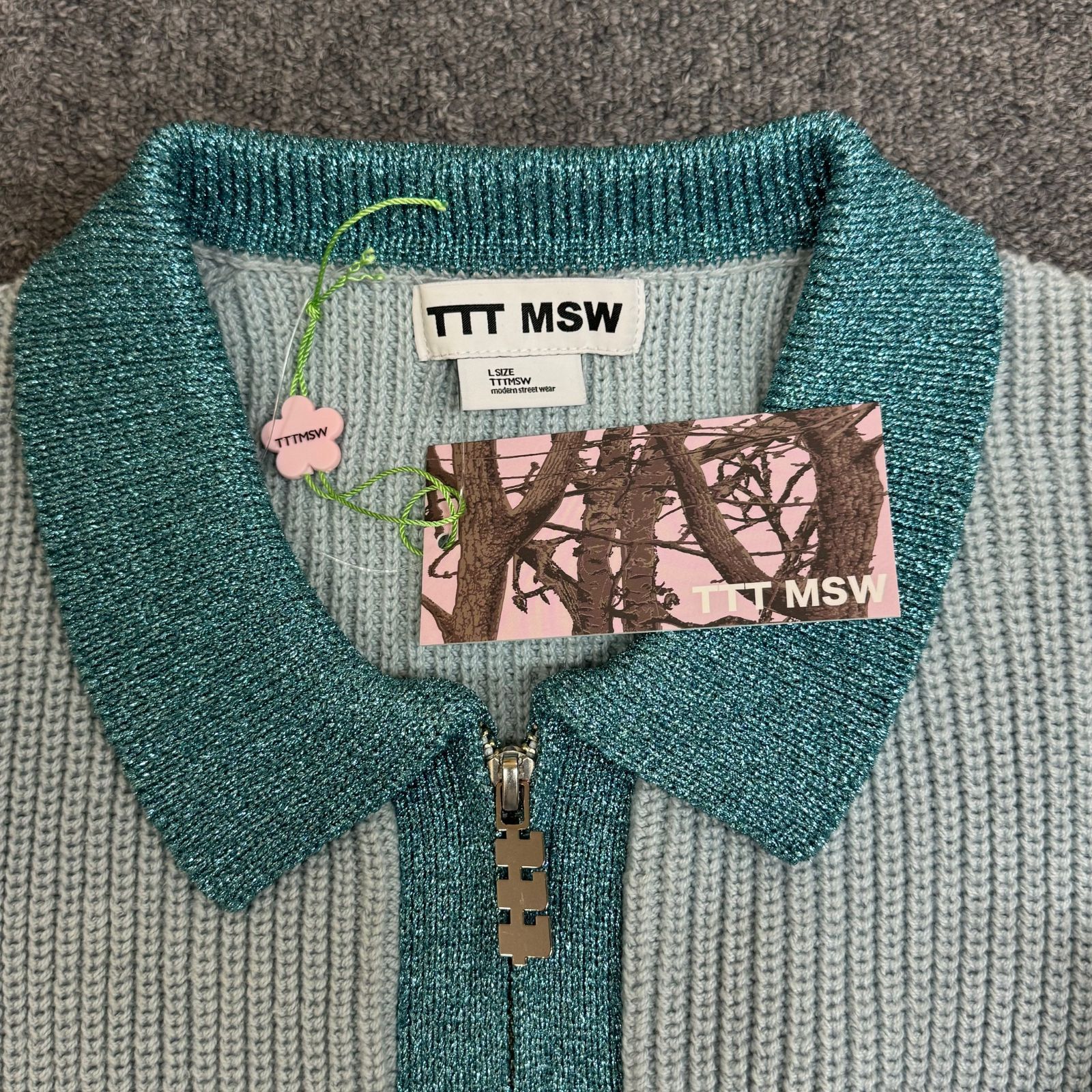 定価26400円 新品 TTT MSW 24SS Lame zip up cardigan ラメ