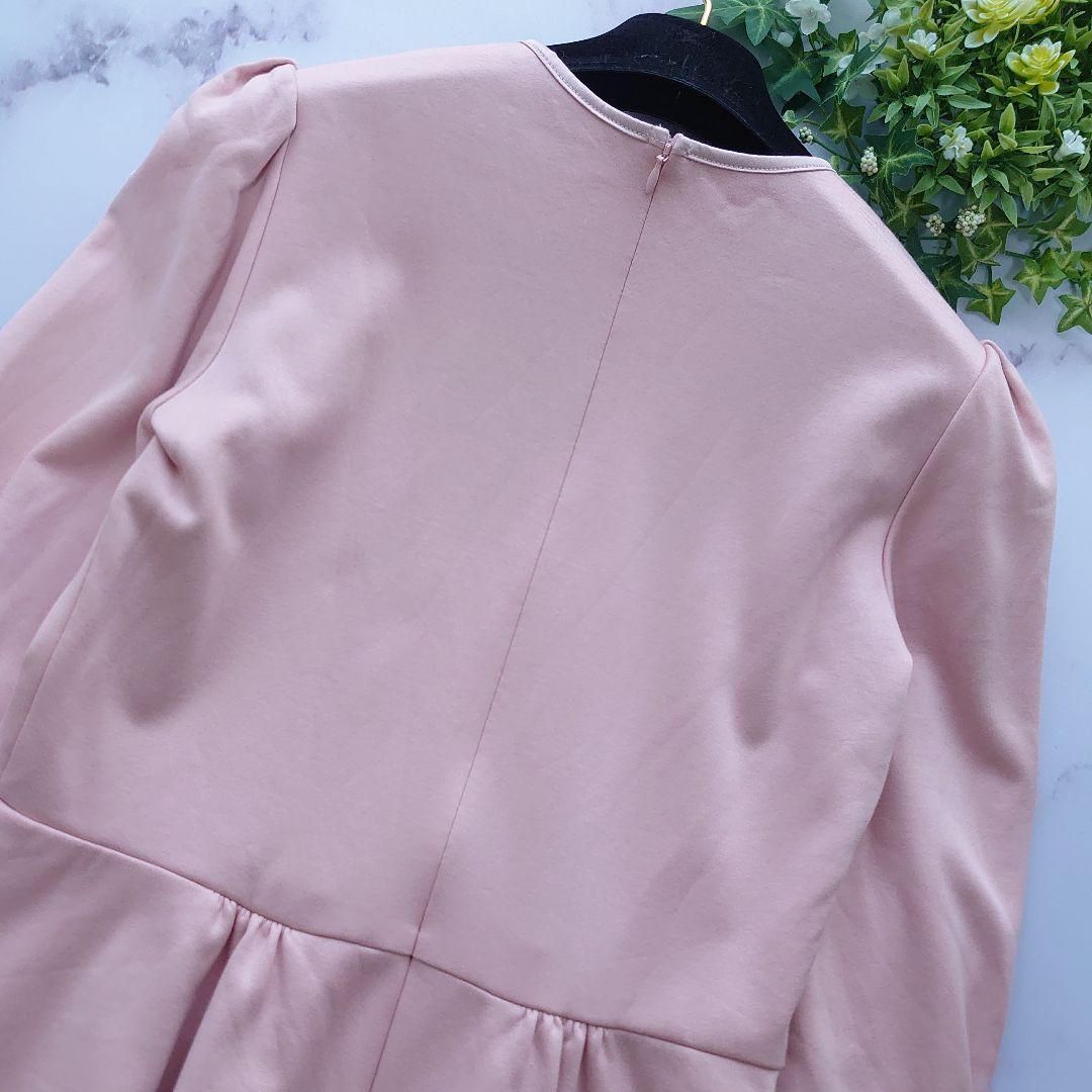  21 SS BORDERS at BALCONY ボーダーズアットバルコニー スウェットペプラムトップス ペプラムフリル 36 S コットン 七分袖 長袖 パステル ピンク ブラウス カットソー レディース 五分袖 七分袖 シャツ ブラウス