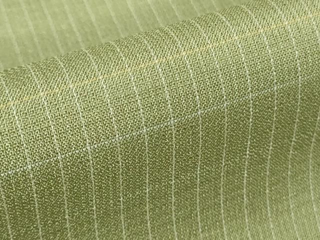 平和屋本店□極上 夏物 銀座もとじ 夏お召 間道 柳茶色地 逸品