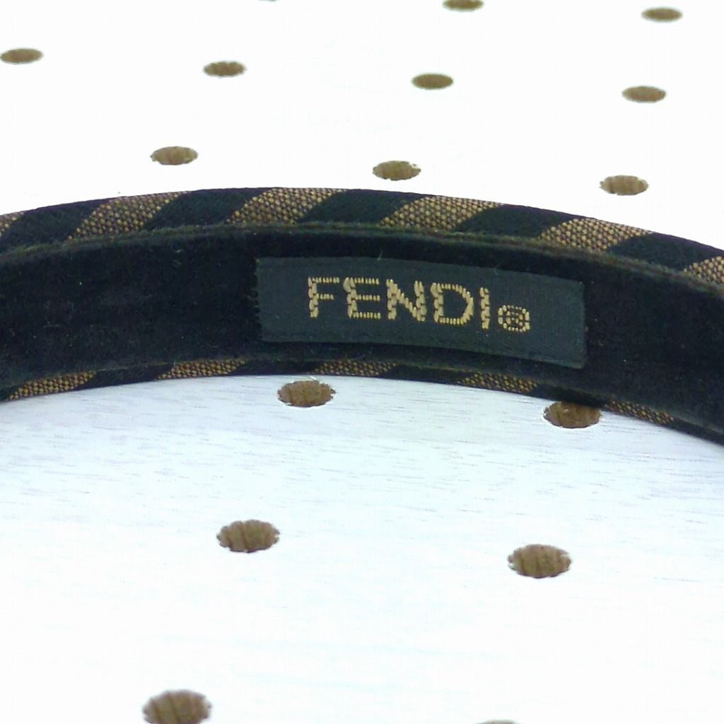FENDI ストライプ柄 ヘアバンド フェンディ ペカン柄 ストライプ ブラウン ブラック ヘアバンド