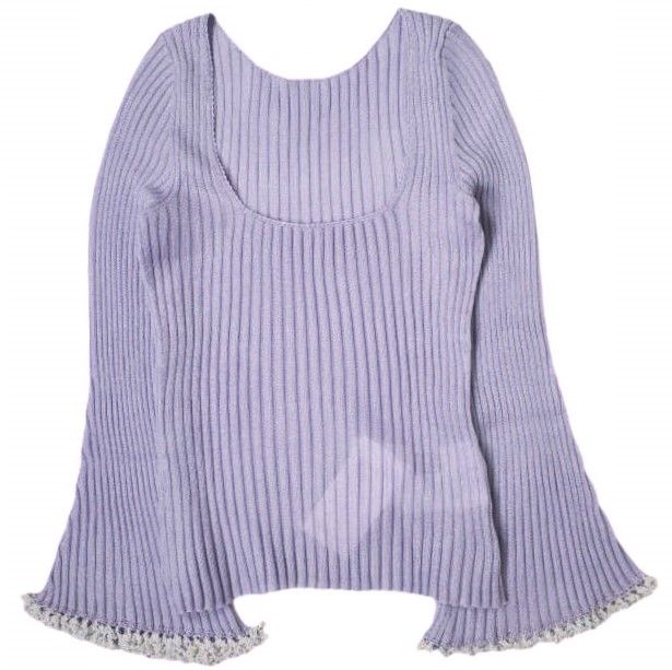 Mame Kurogouchi マメクロゴウチ リブ編フレア袖 ニットトップス