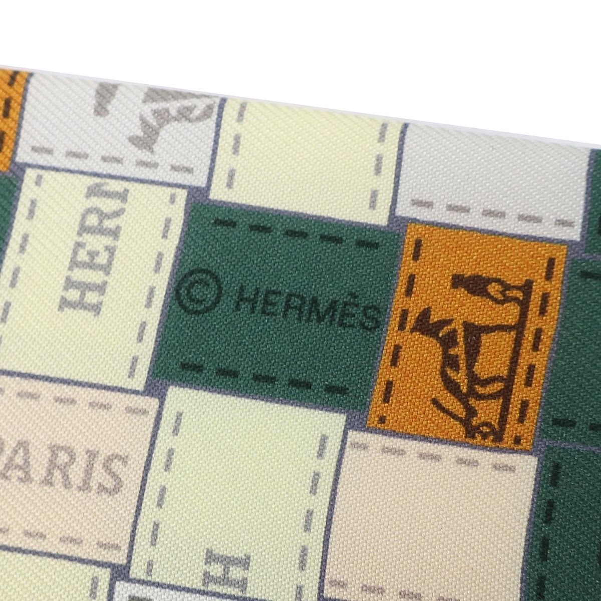 エルメス HERMES スカーフ ツイリー シルク グリ×カーキ