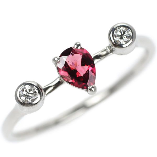Pt900 プラチナ リング ルビー0.40ct ダイヤモンド0.30ct 雫 ティア