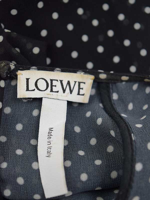 LOEWE ロエベ ドットシフォン アシンメトリーマキシドレスワンピース  