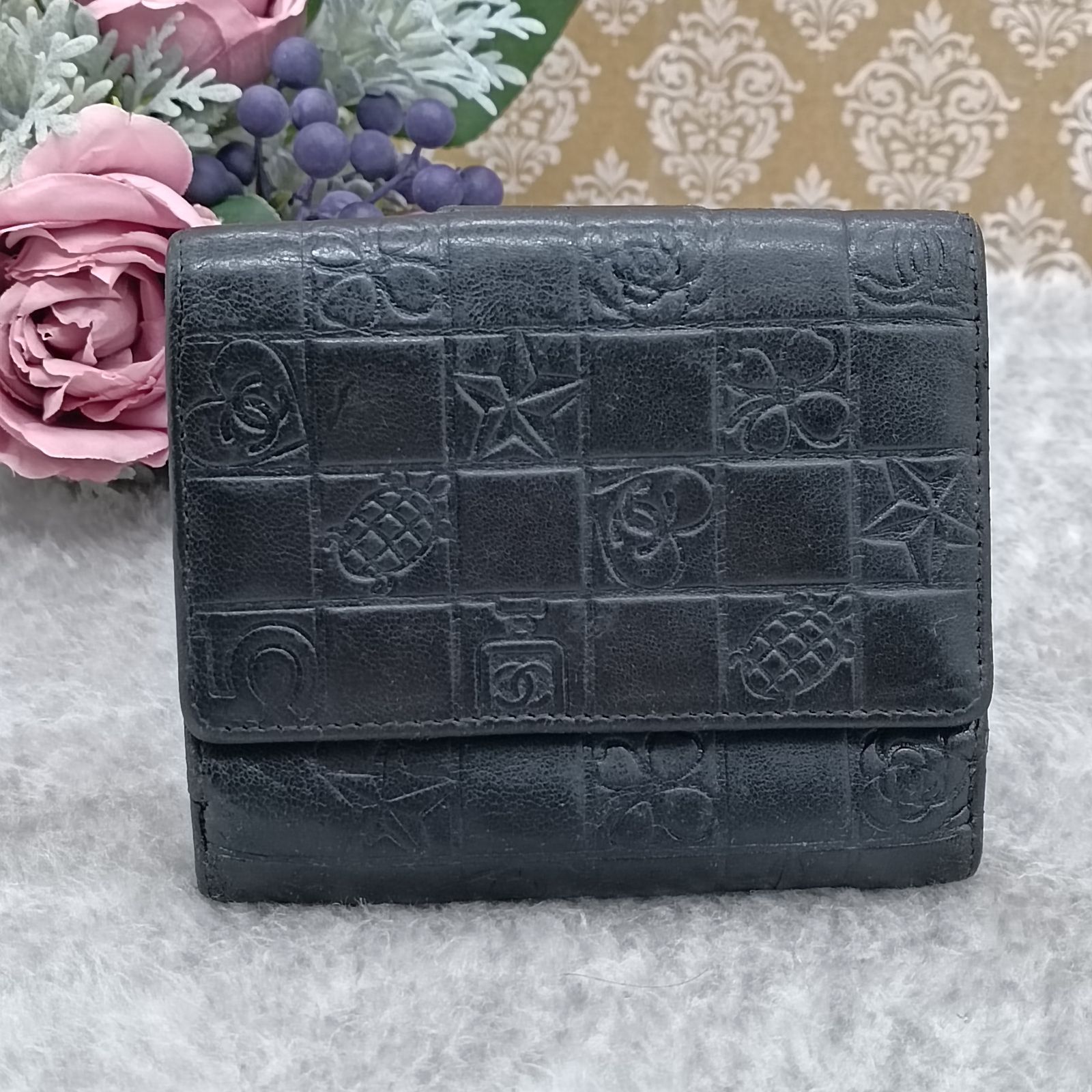 CHANEL アイコンライン Black折財布（CHANEL シャネル ココ