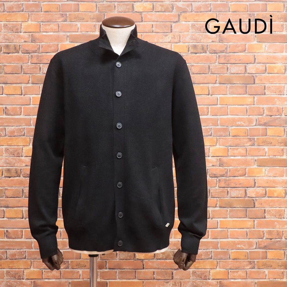 25AW|GAUDI|Lサイズ|ニットカーディガン C521GU53058 ハイネック 無地 インポート メンズ 紳士 ガウディ |黒|ブラック|mc360|