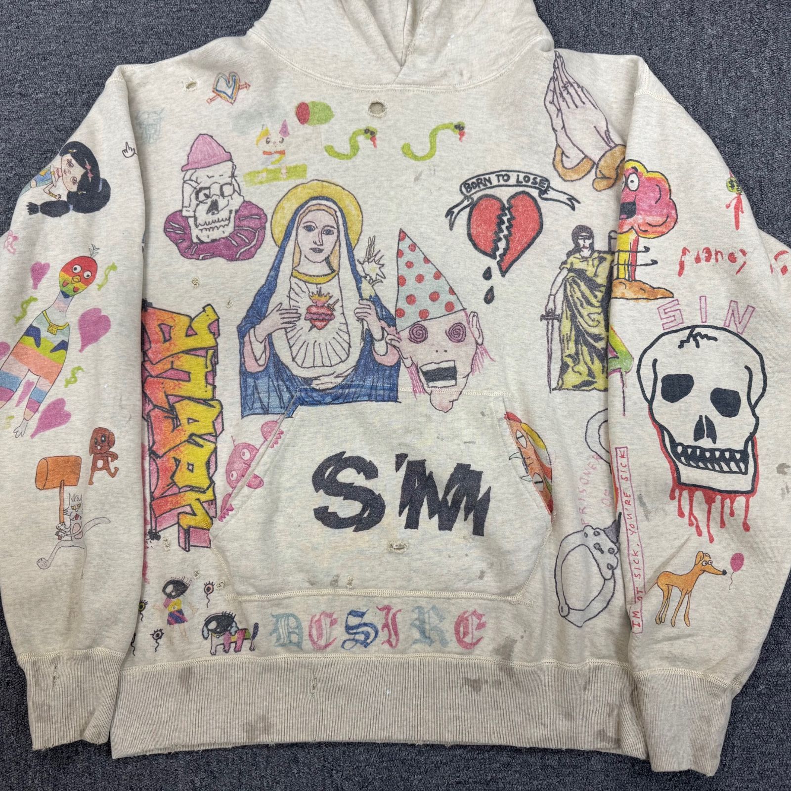 参考上代62700円 SAINT MICHAEL 21SS Hoodie Graffiti Grey SM-S21 
