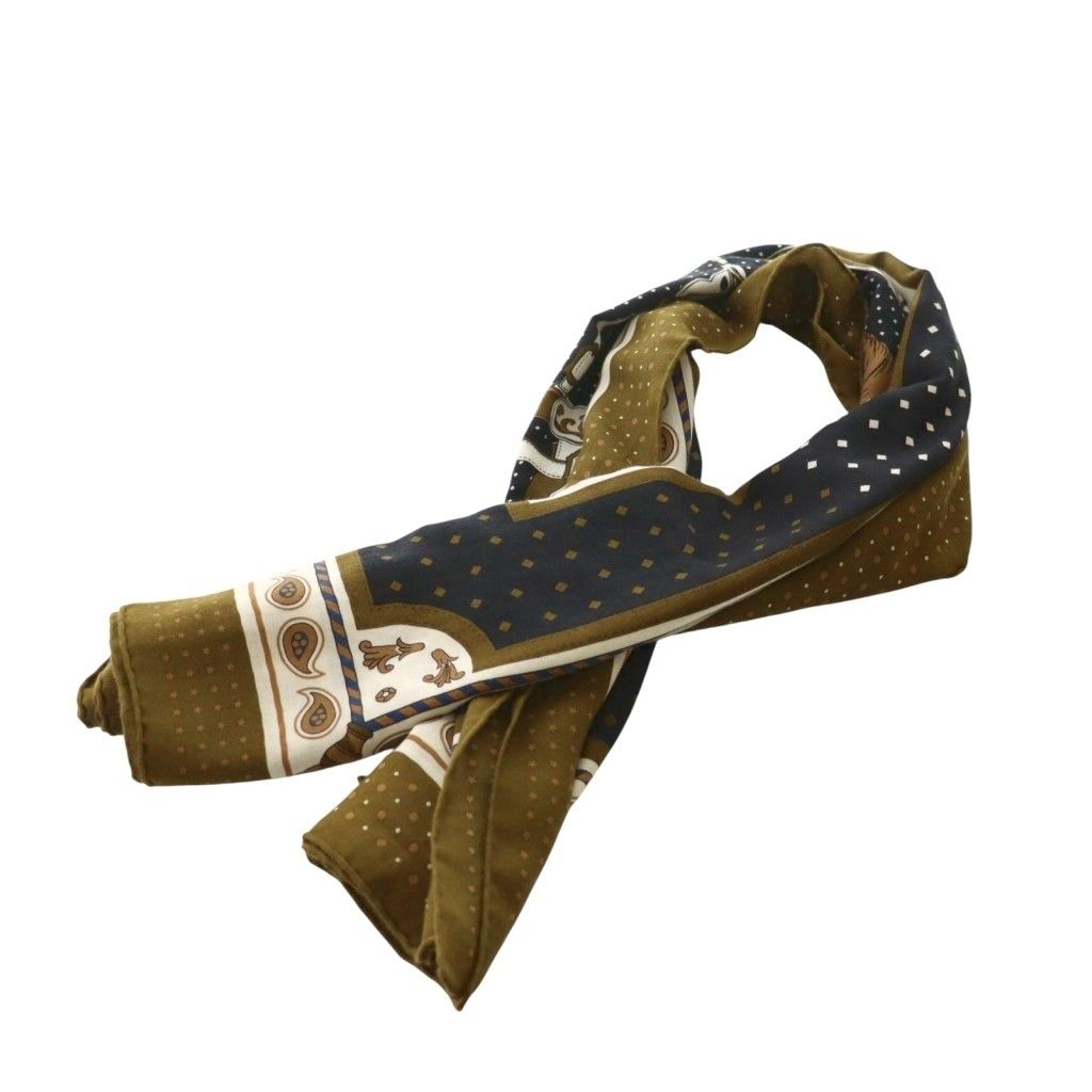 エルメス HERMES HARNAIS DE COUR 宮廷の馬具 カレ140 カレジェアン スカーフ ストール カーキ 茶 ブラウン AQ OS OH