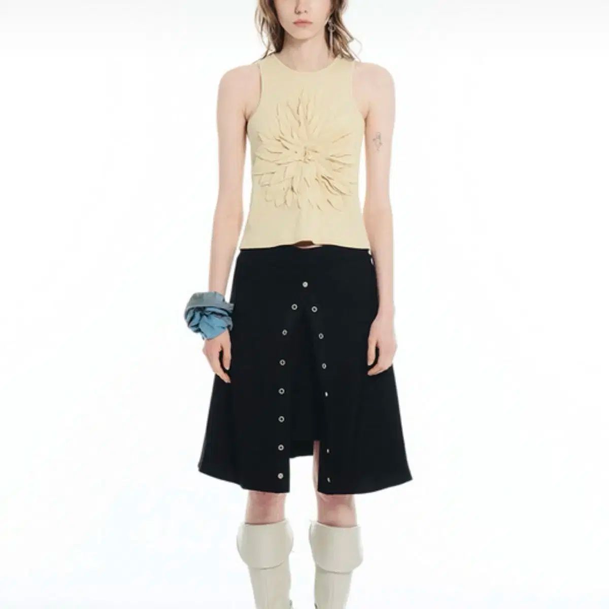CERRIC セリック オープン スナップ ボタン スカート 黒 cerric skirt