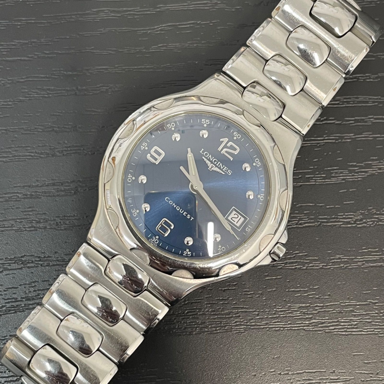 ◾︎LONGINES ロンジン コンクエスト L1.631.4 青文字盤 クォーツ 稼動