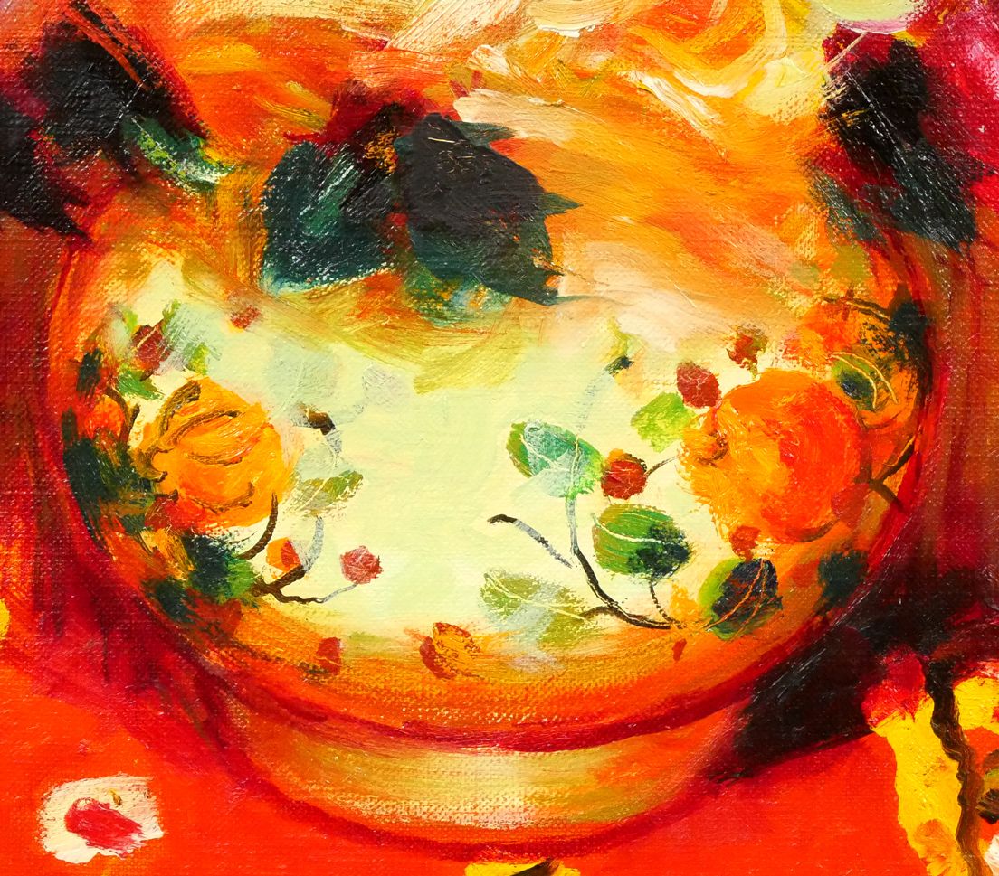 山本 彪一「薔薇」油絵・F6号 日展委嘱 光風会会員 猪熊弦一郎に