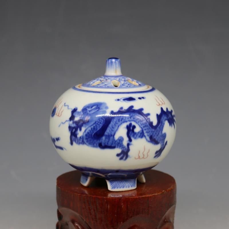 大清康熙青花釉里紅草竜紋蓋缶 茶葉缶 景徳鎮 陶磁器 装飾品 現代工芸品 置物 大清康熙青花釉里紅草竜紋蓋缶 茶葉缶 景徳鎮 陶磁器 装飾品