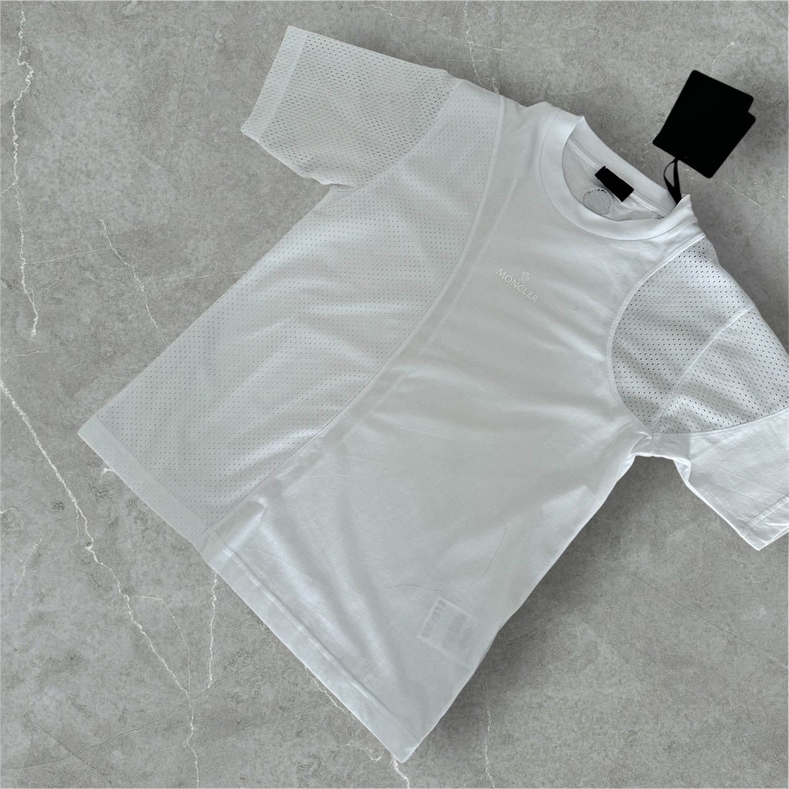 Moncler コットン×メッシュ Tシャツ ホワイト - メルカリ
