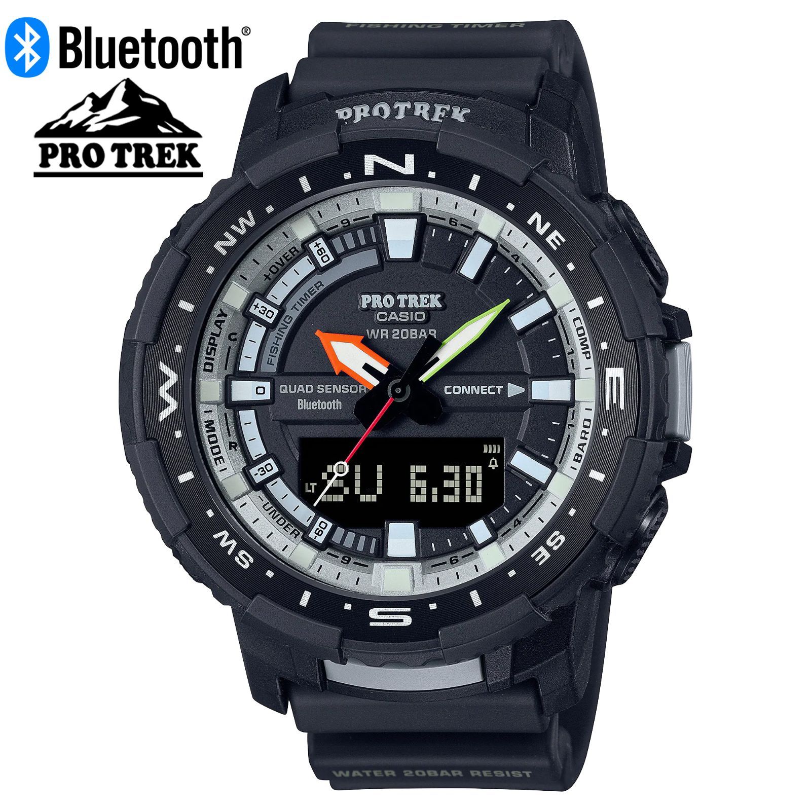 CASIO カシオ PROTREK プロトレック ナイトフィッシング 夜釣り NIGHT ANGLER LINE ナイトアングラー スマートウォッチ スマホリンク スマホ連動 bluetooth ブルートゥース PRT-B70BE-1 アウトドア