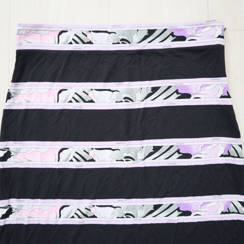 LEONARD レオナール フラワー柄 シルク スカート 38 マルチ K09-k058