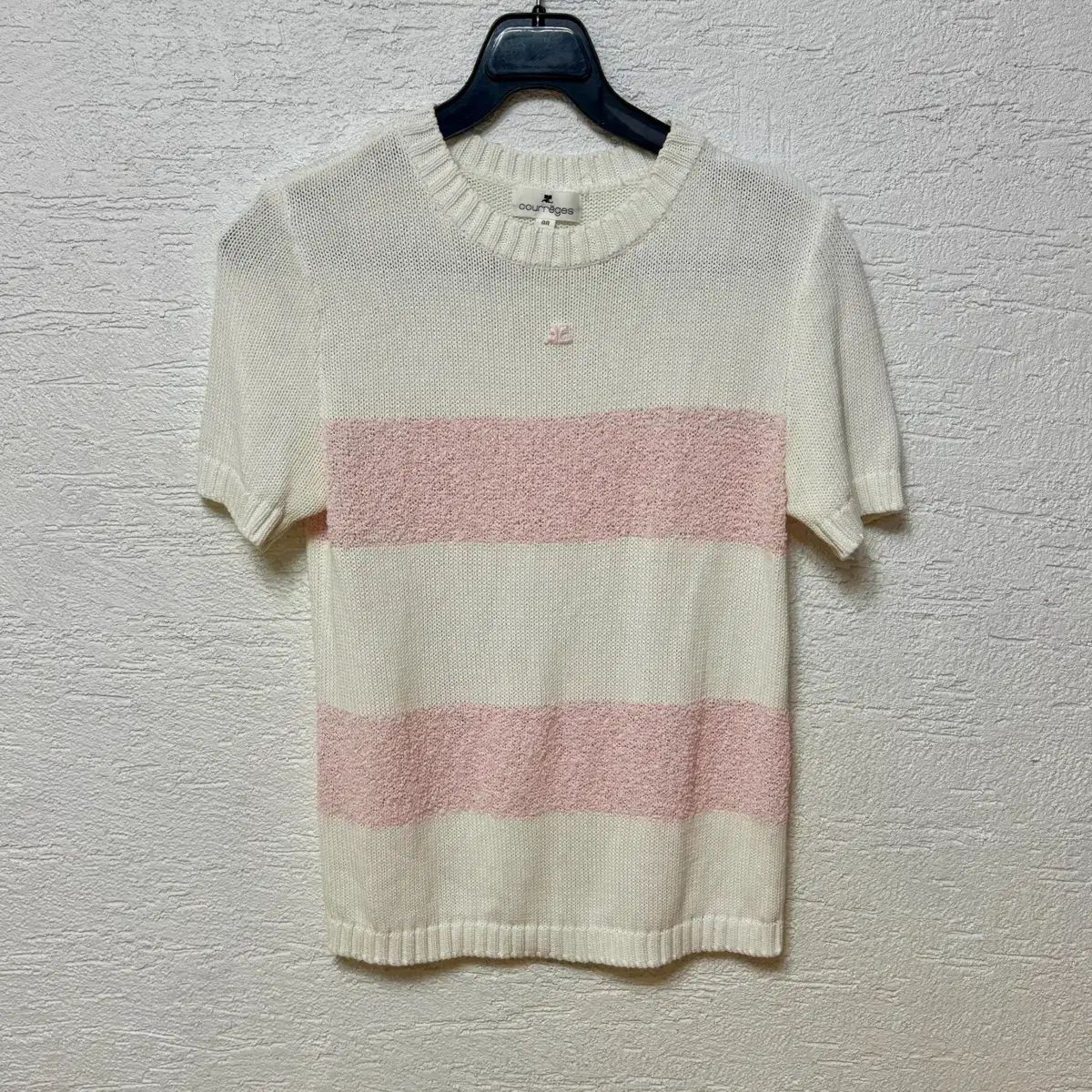 Courreges(クレージュ) ピンク バイカラー 夏 半袖 ニット
