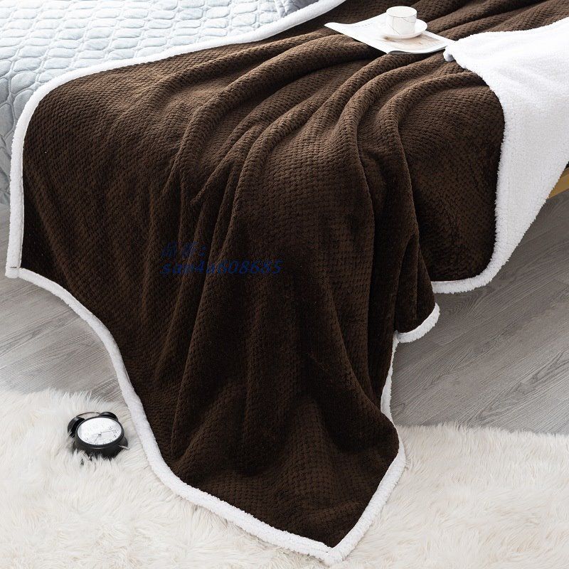 珊瑚絨毯無地パイナップルジャカード絨毯二重絨毯秋冬毛布