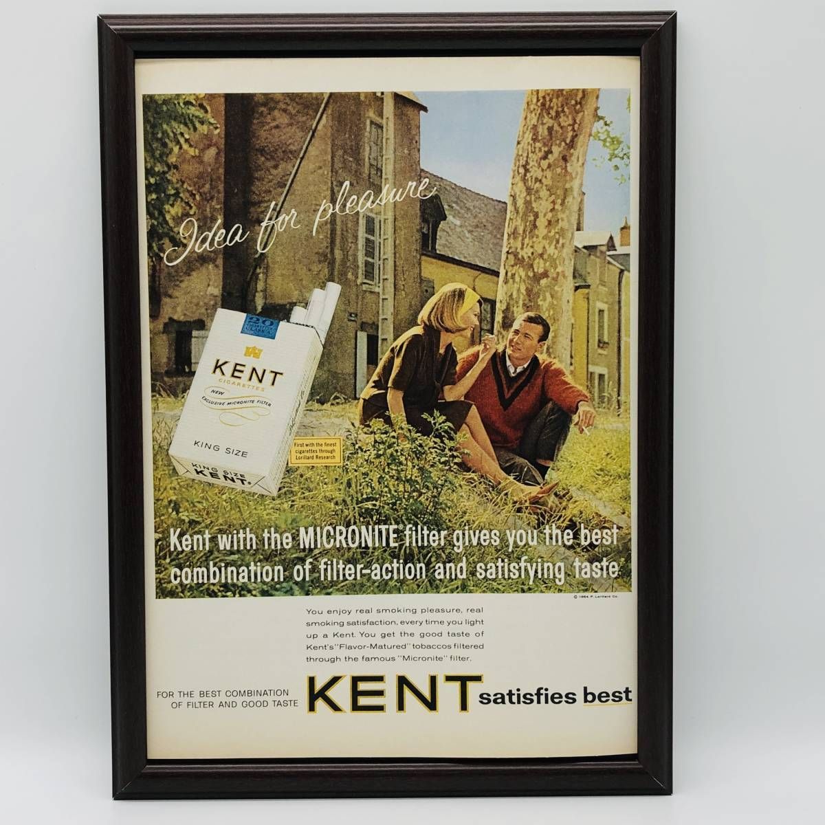 『 KENT 煙草 』ビンテージ 広告　60年代　フレーム 付 ポスター 当時物