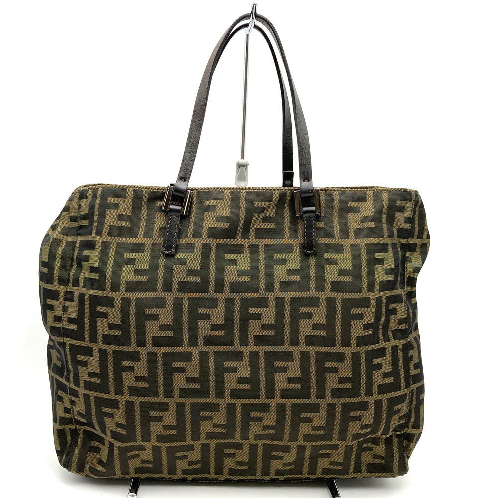 FENDI ズッカ トートバッグ ハンドバッグ キャンバス ナイロン レザー