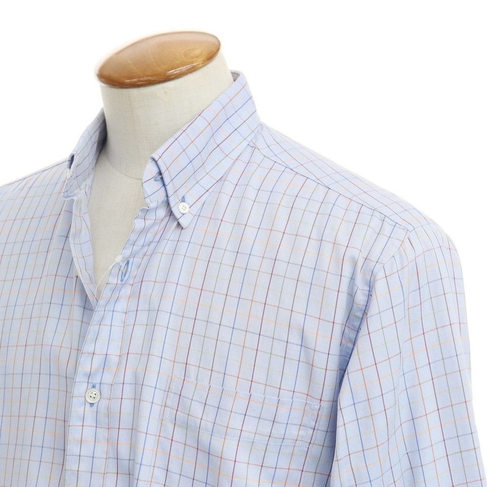 中古】シャルベ CHARVET コットン チェック ボタンダウン ドレスシャツ 