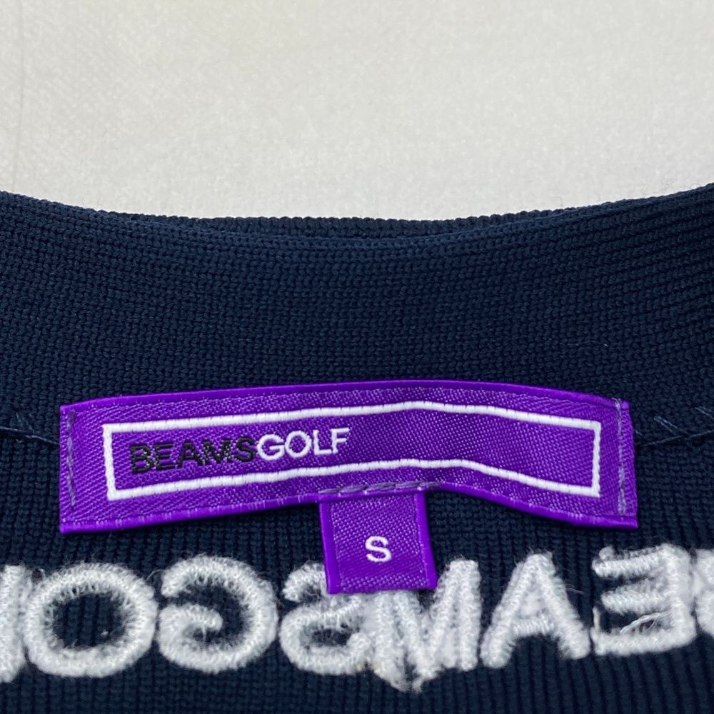 サイズ：S BEAMS GOLF ビームスゴルフ  ニットベスト ジレ ストライプ柄 ネイビー系 [240101487252] ゴルフウェア メンズ ストスト サイズ：S BEAMS GOLF ビームスゴルフ ニットベスト ジレ