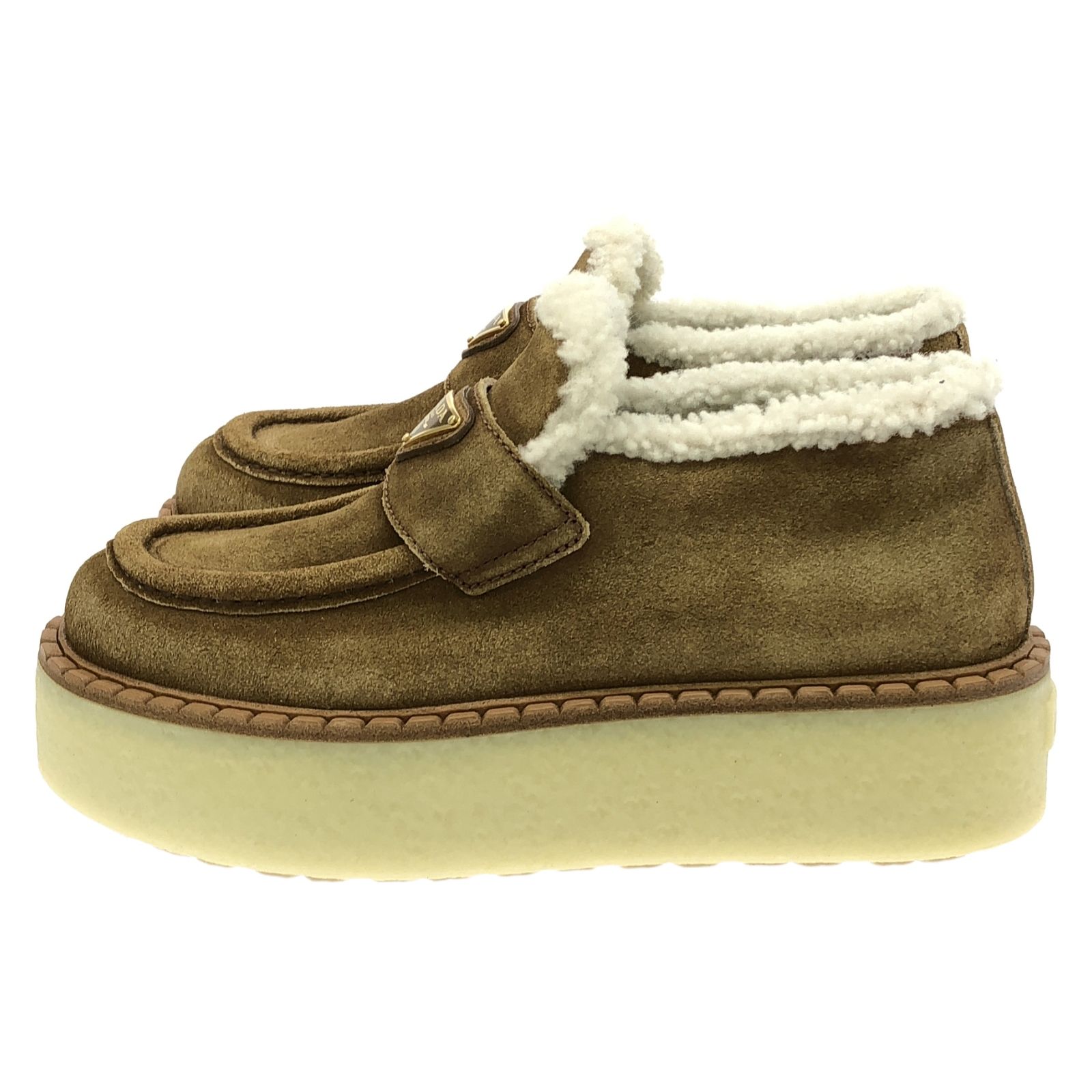 プラダ PRADA ローファー シューズ ベージュ ムートン シューズ