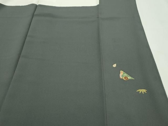 平和屋本店□極上 訪問着 作家物 駒刺繍 動物 魚 海松茶色地 逸品