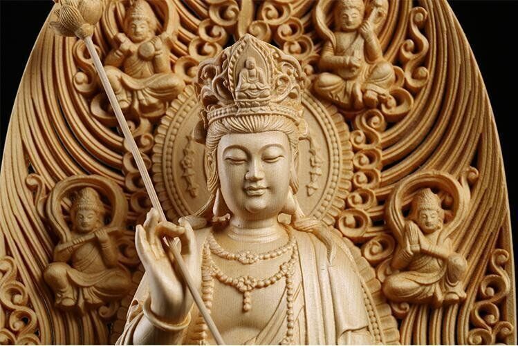 最新作　総檜材　仏教工芸品　木彫仏教　精密彫刻　十一面観音菩薩座像 ki-1490_1.jpg