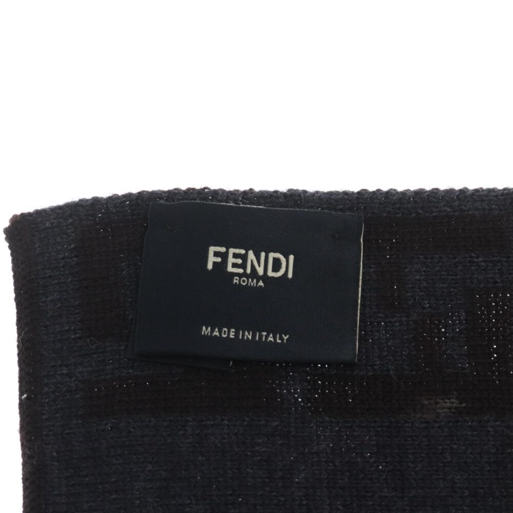 FENDI (フェンディ) ズッカモチーフウールマフラー ストール ブラウン ...