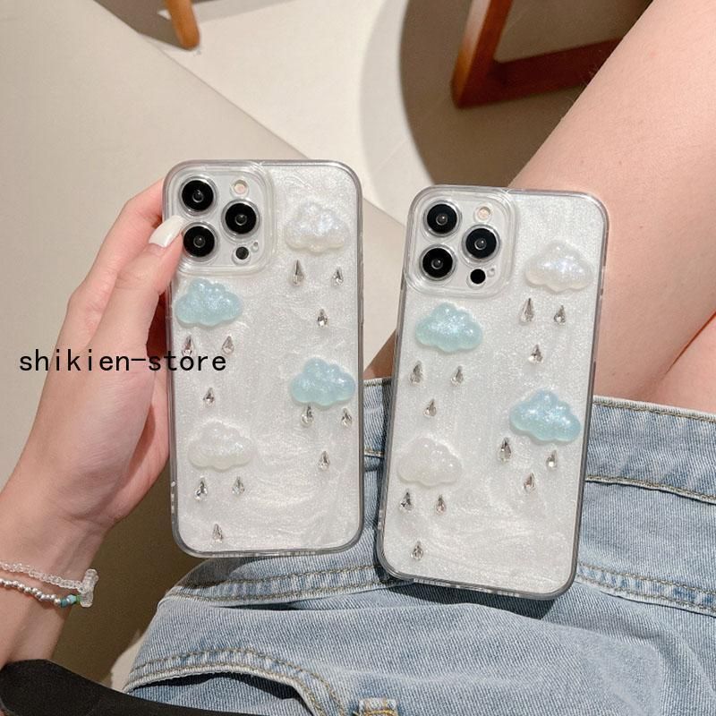 スマホケース iphone15 ケース 韓国 iphone14 ケース iphone13 ケース 携帯ケース iphone12 ケース TPU クリア 透明 キラキラ クラウド 雲 レディース 大人 女子