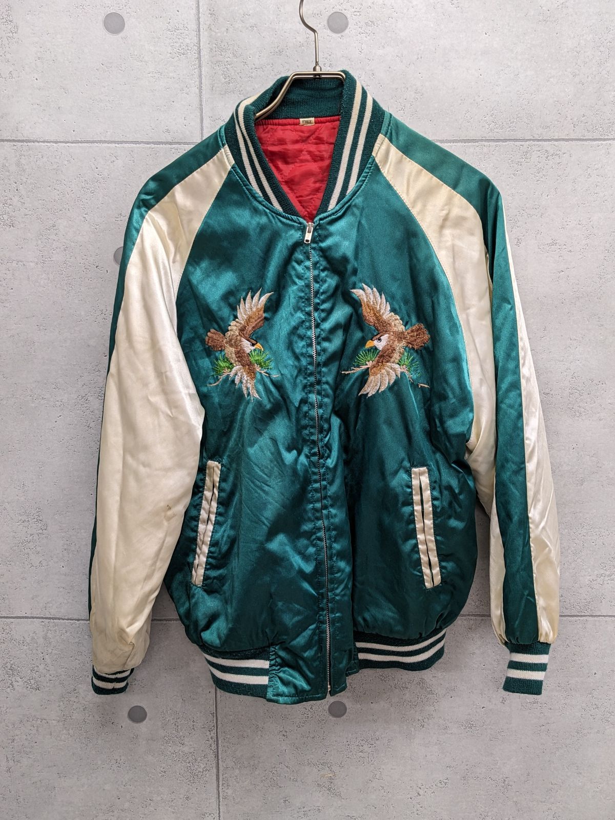 90's スカジャン 緑 フリーサイズ(メンズMサイズ相当) 横須賀