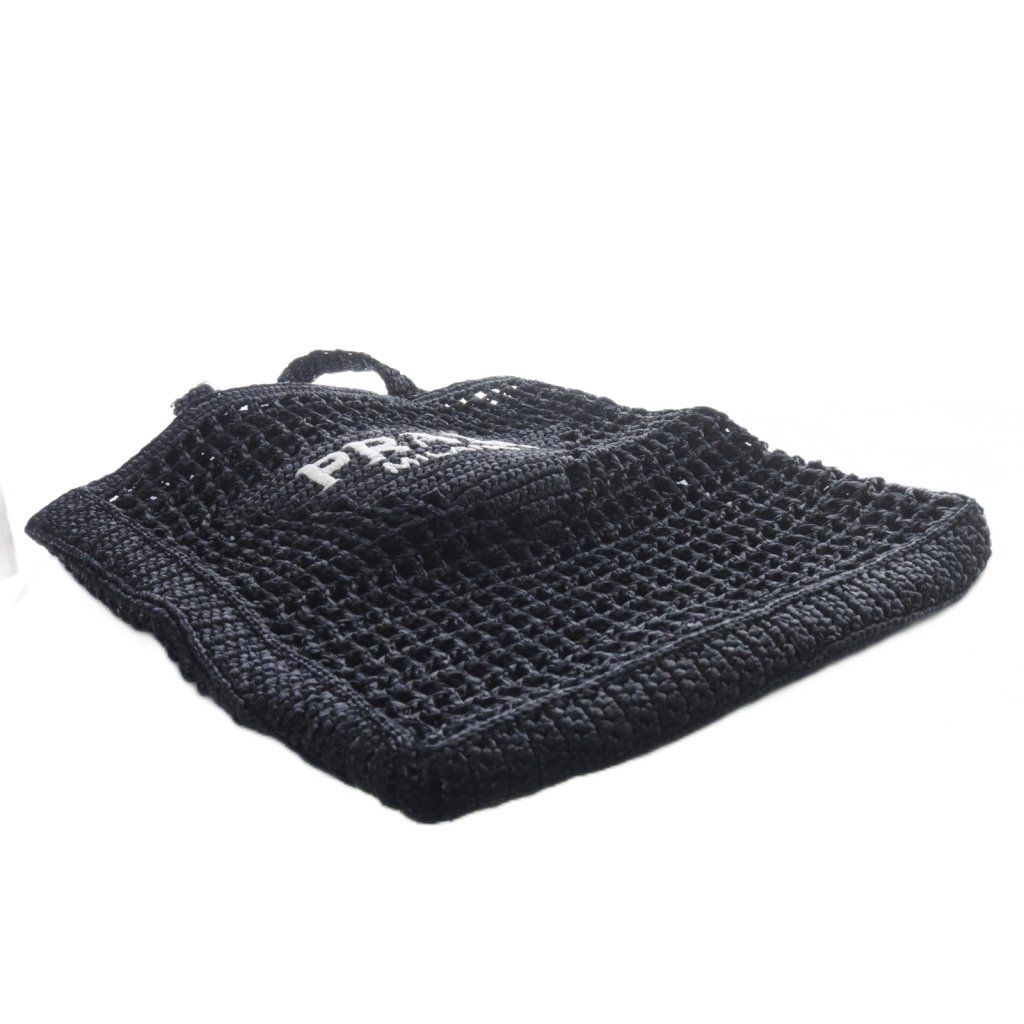 プラダ PRADA ラフィア かごバッグ ハンドバッグ トートバッグ 黒 ブラック 白 ホワイト SR OH MERCADOAVALIA_COM_BR